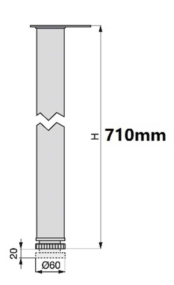 Gamba in acciaio per tavoli d.60x710mm - immagine 2